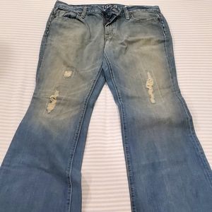 Denim boot cut jeans with rips